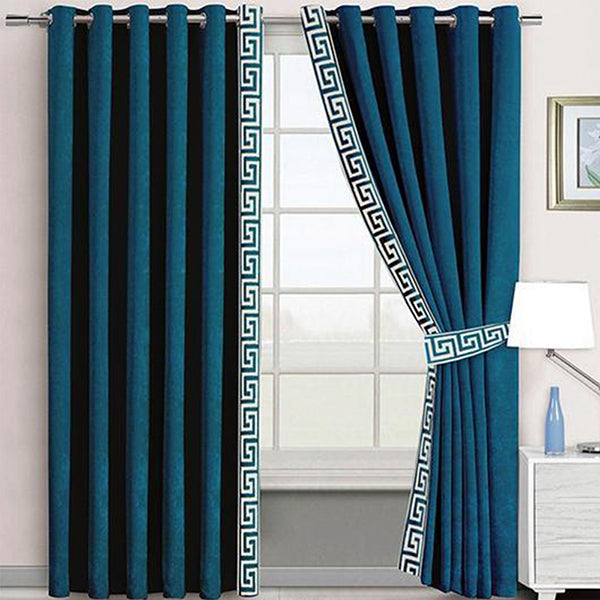 Luxury Velvet Curtains Side Border – Zinc & White