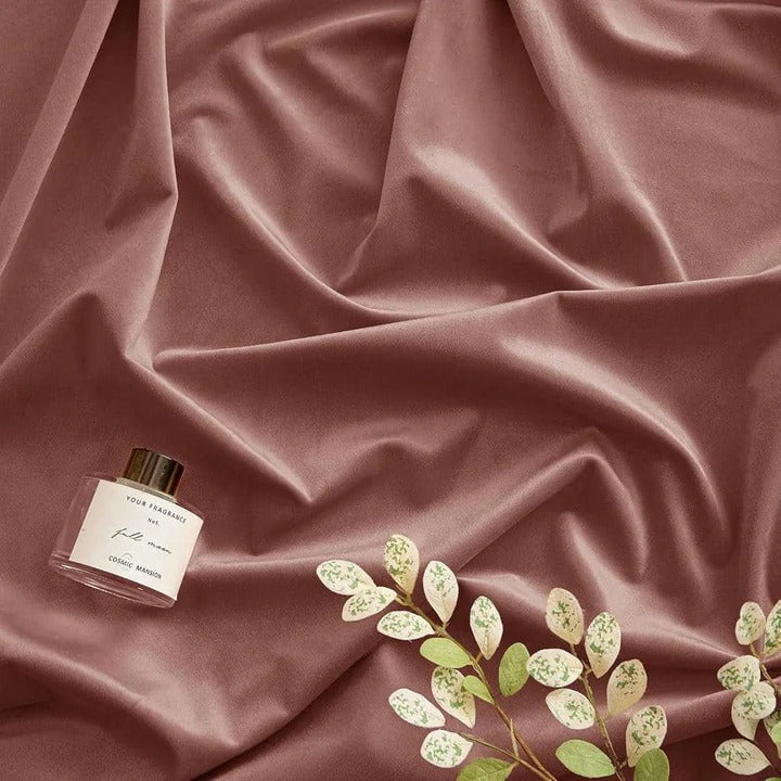 Plain Dyed Luxury Velvet Curtains Tea Pink ( 2 Curtain Set )