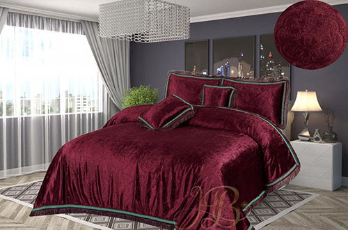 Self Design Velvet Flat Bed Sheet Maroon
