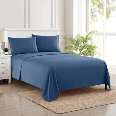Soft Cozy Pure Velvet Flat Bed Sheet Denim