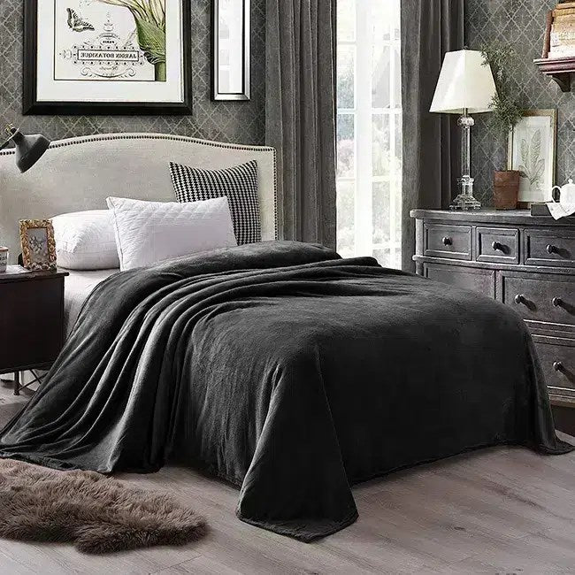 Flannel Fleece Blanket-Dark Grey