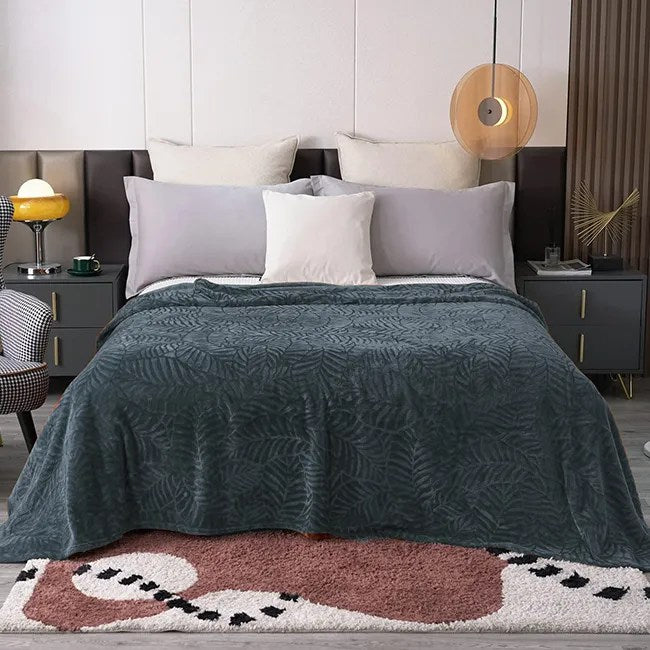Embossed Flannel Fleece Blanket-Grey