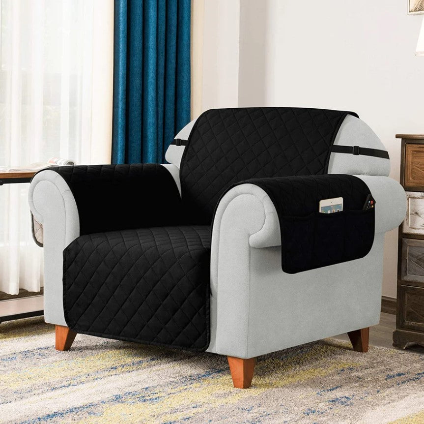 Waterproof Cotton Quilted Sofa Cover – Sofa Runners – Black