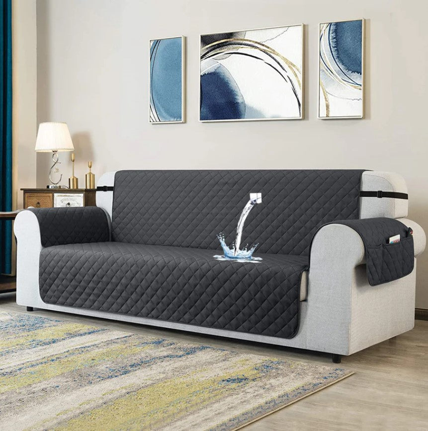 Waterproof Cotton Quilted Sofa Cover – Sofa Runners – Grey