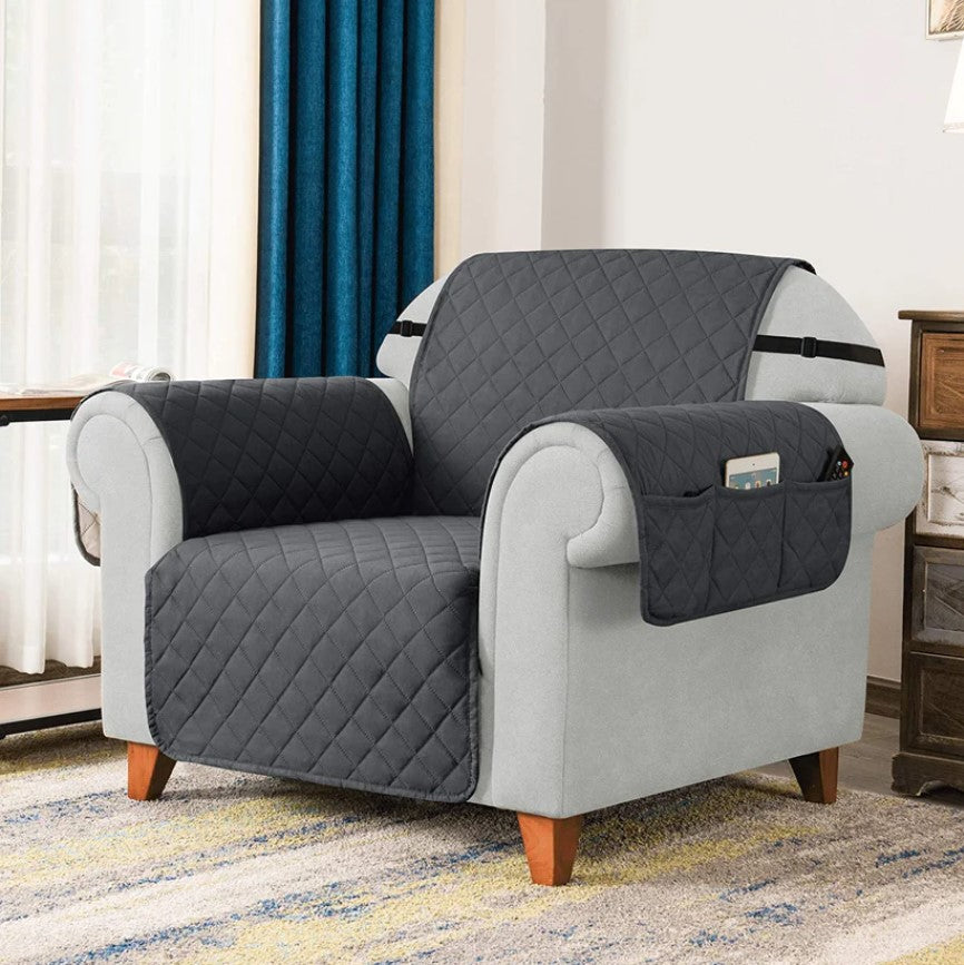 Waterproof Cotton Quilted Sofa Cover – Sofa Runners – Grey